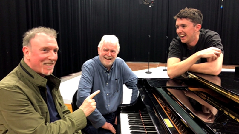 Ryan O'Shaughnessy with 1994's Eurovision winners - Paul Harrington and Charlie McGettigan