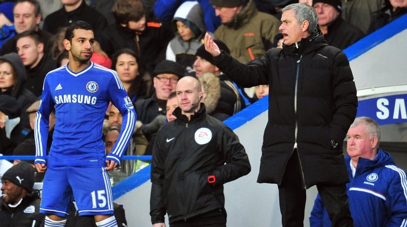 Jose Mourinho gives instructions to Mo Salah during his time in charge of Chelsea