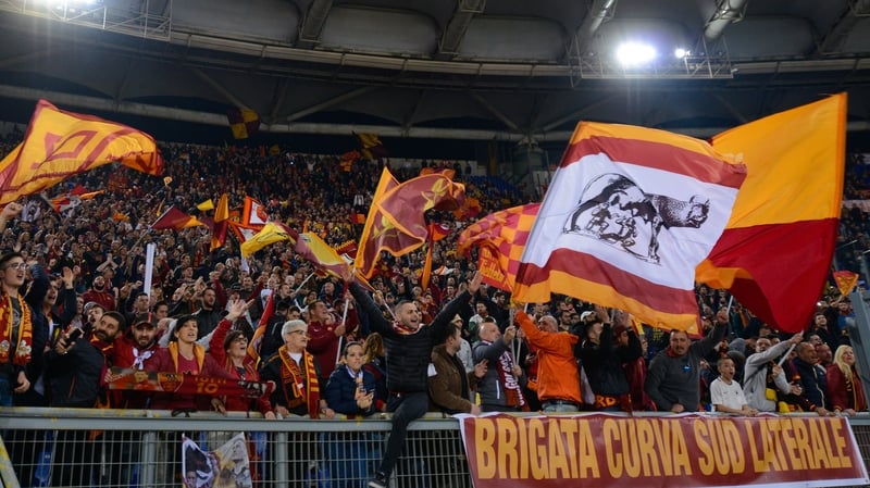 Roma fans on the Stadio Olimpico's Curva Sud