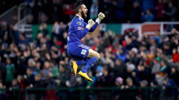Mark McNulty celebrates - he has yet to concede in the league at Turner's Cross