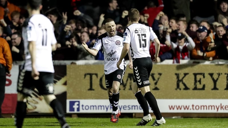 Keith Ward celebrates scoring his goal