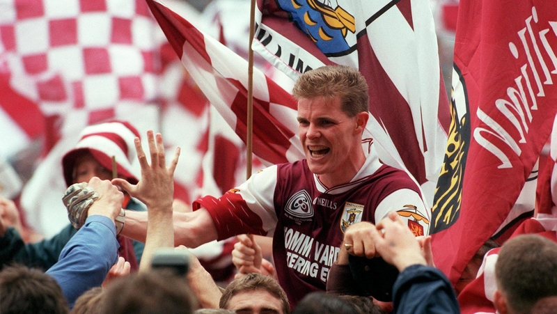 Galway's Niall Finnegan being hoist aloft by supporters after the 1998 All-Ireland football final