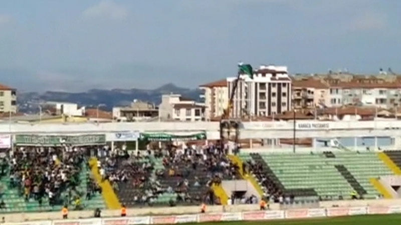 According to local media, the crane-hiring Denizlispor supporter has a year-long stadium ban