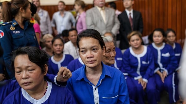 Srey Pov, centre, one of the leaders in the Boeung Kak Lake protests of 2009-2015