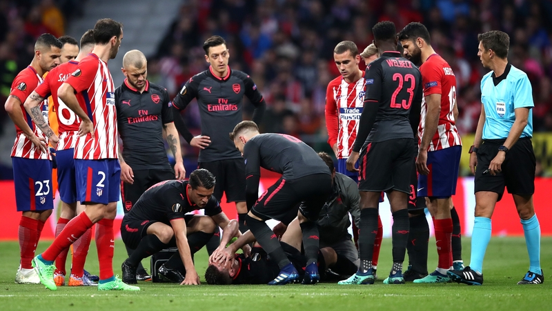 Laurent Koscielny may miss World Cup after being stretchered off with a suspected Achilles injury