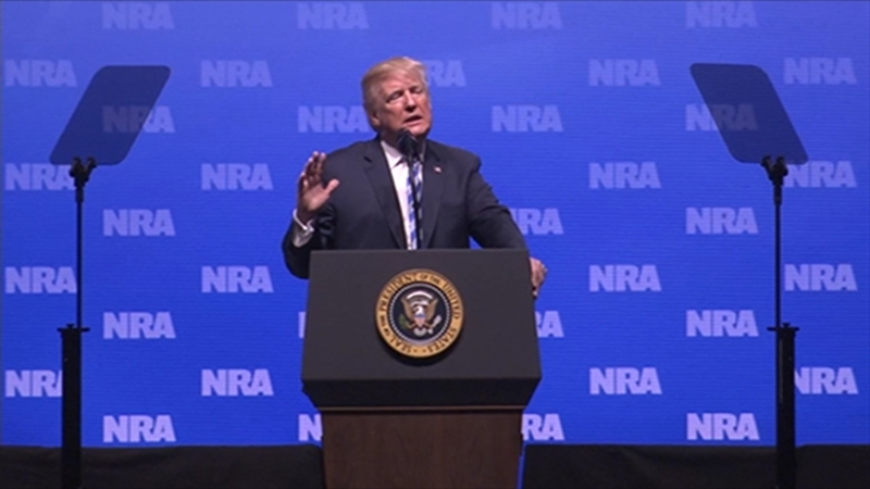 Donald Trump was cheered as he addressed the National Rifle Association convention in Dallas