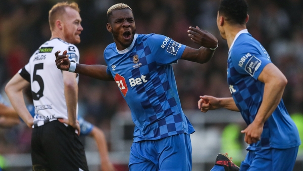 Waterford's Izzy Akinade celebrates scoring his side's second goal