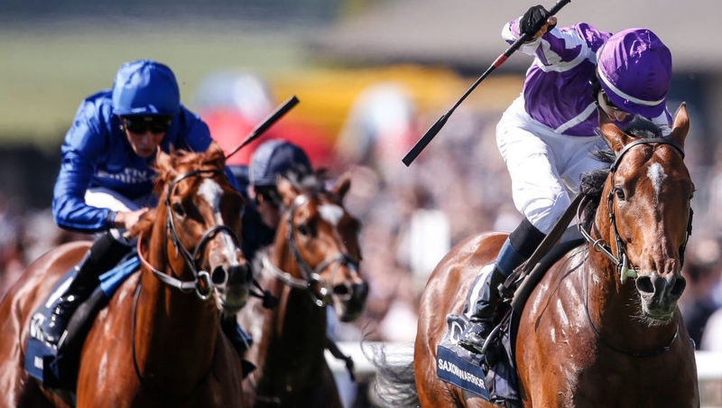 Saxon Warrior (r) winning the 2,000 Guineas