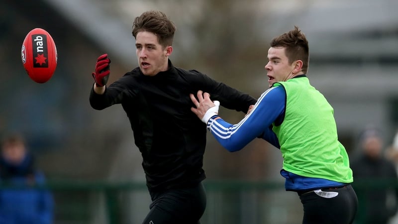 Jack Canning, left, during a training camp back in December
