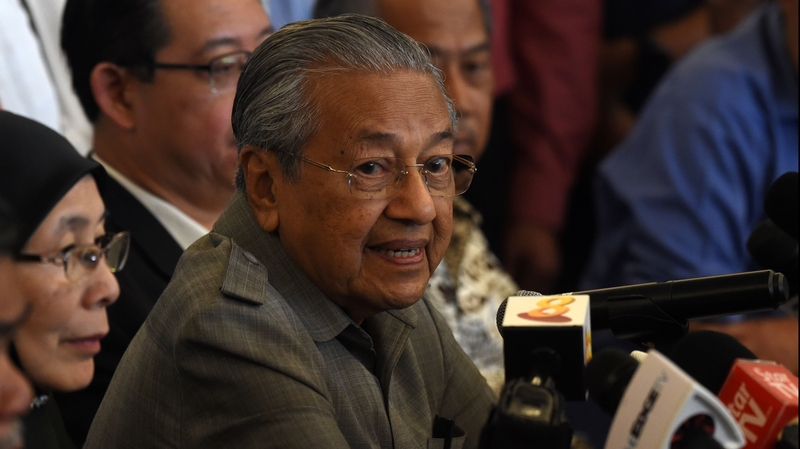 Former Malaysian prime minister and winning opposition candidate Mahathir Mohamad during press conference in Kuala Lumpur