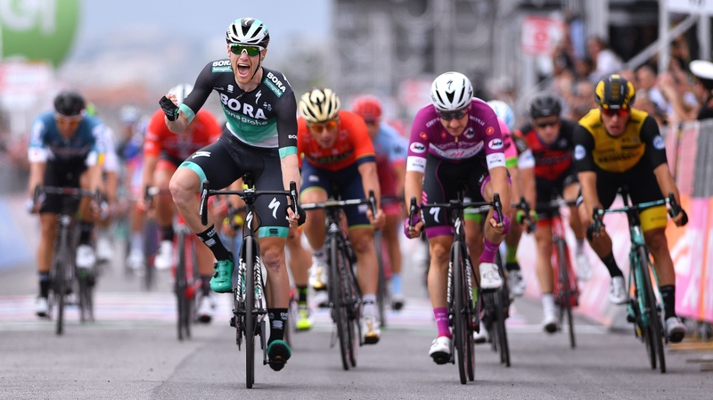 Bennett celebrates his sprint win