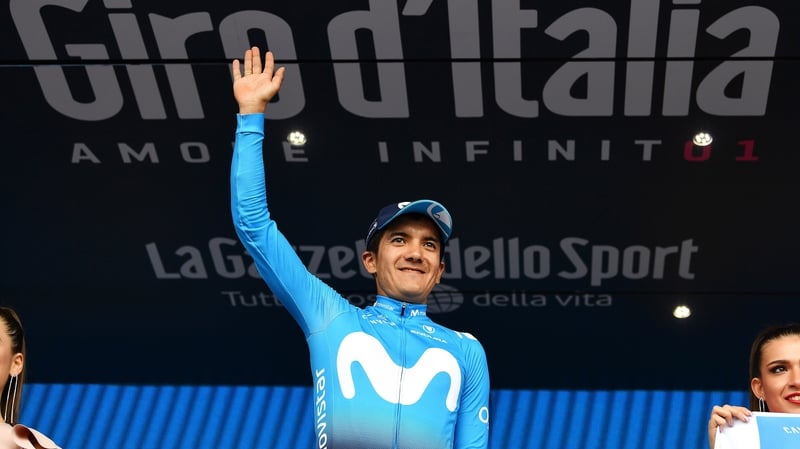 Richard Carapaz on the podium after his win