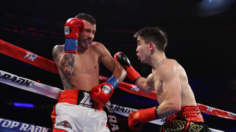 Michael Conlan on the frontfoot against Ibon Larrinaga