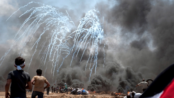 Thousands of Palestinians gathered at the border to protest against the embassy move