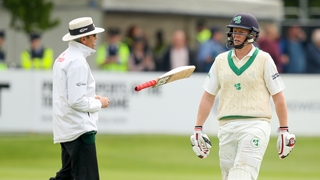 A dejected Kevin O'Brien leaves after his dismissal