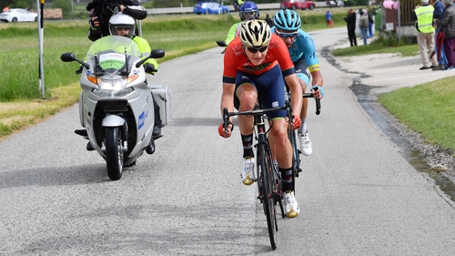 Mohoric on the road to his victory in stage ten