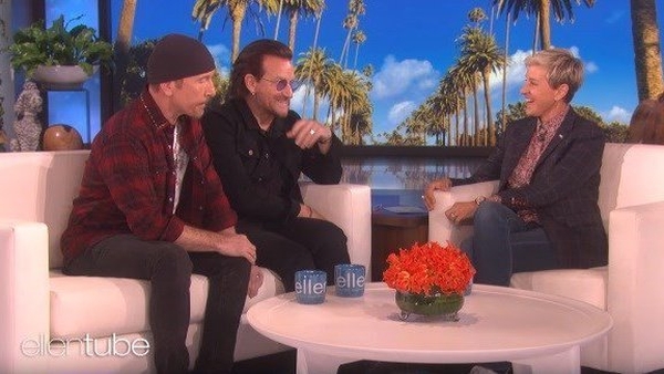 The Edge and Bono appear on Ellen DeGeneres' show