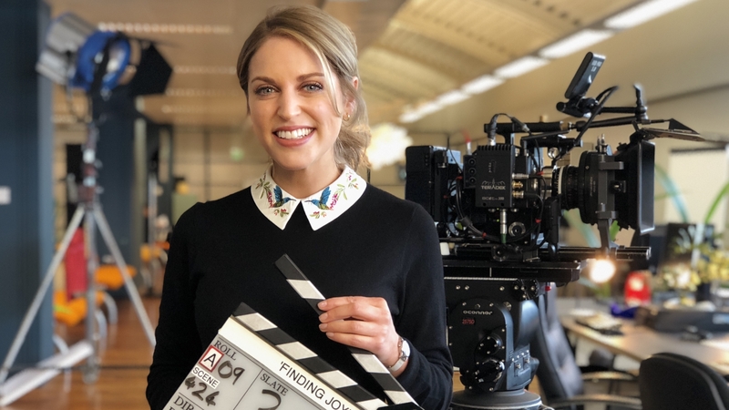 Amy Huberman on the set of Finding Joy