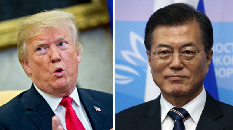 Mr Moon and Mr Trump discussed North Korea's threat over the phone for about 20 minutes