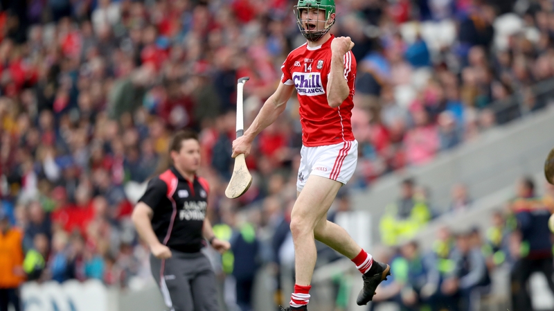 Cork's Seamus Harnedy celebrates scoring the decisive goal