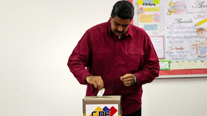 Venezuelan leader Nicolas Maduro voting earlier today