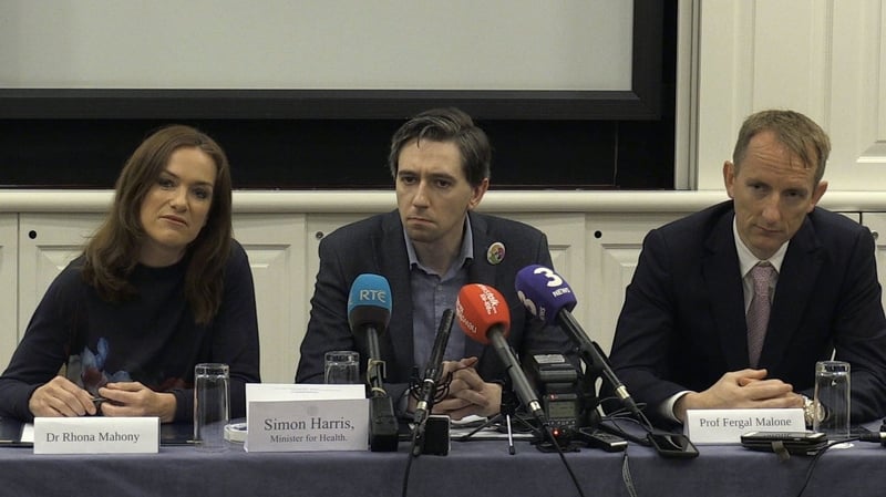 Rhona Mahony, Simon Harris and Fergal Malone held a joint conference calling for a Yes vote in the referendum