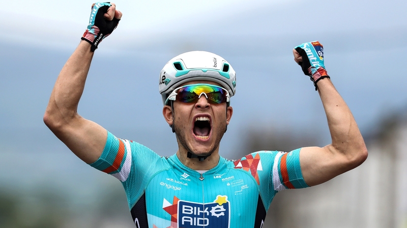 Lucas Carstensen celebrates as he crosses the line in Mitchelstown