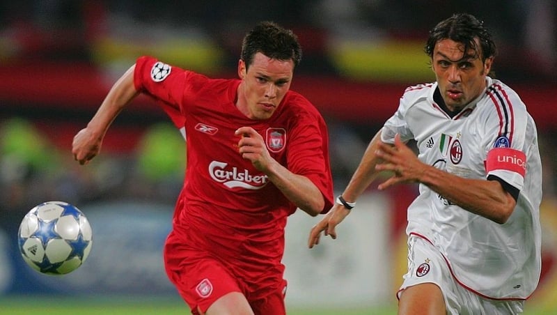 Steve Finnan battles Paolo Maldini back in 2005