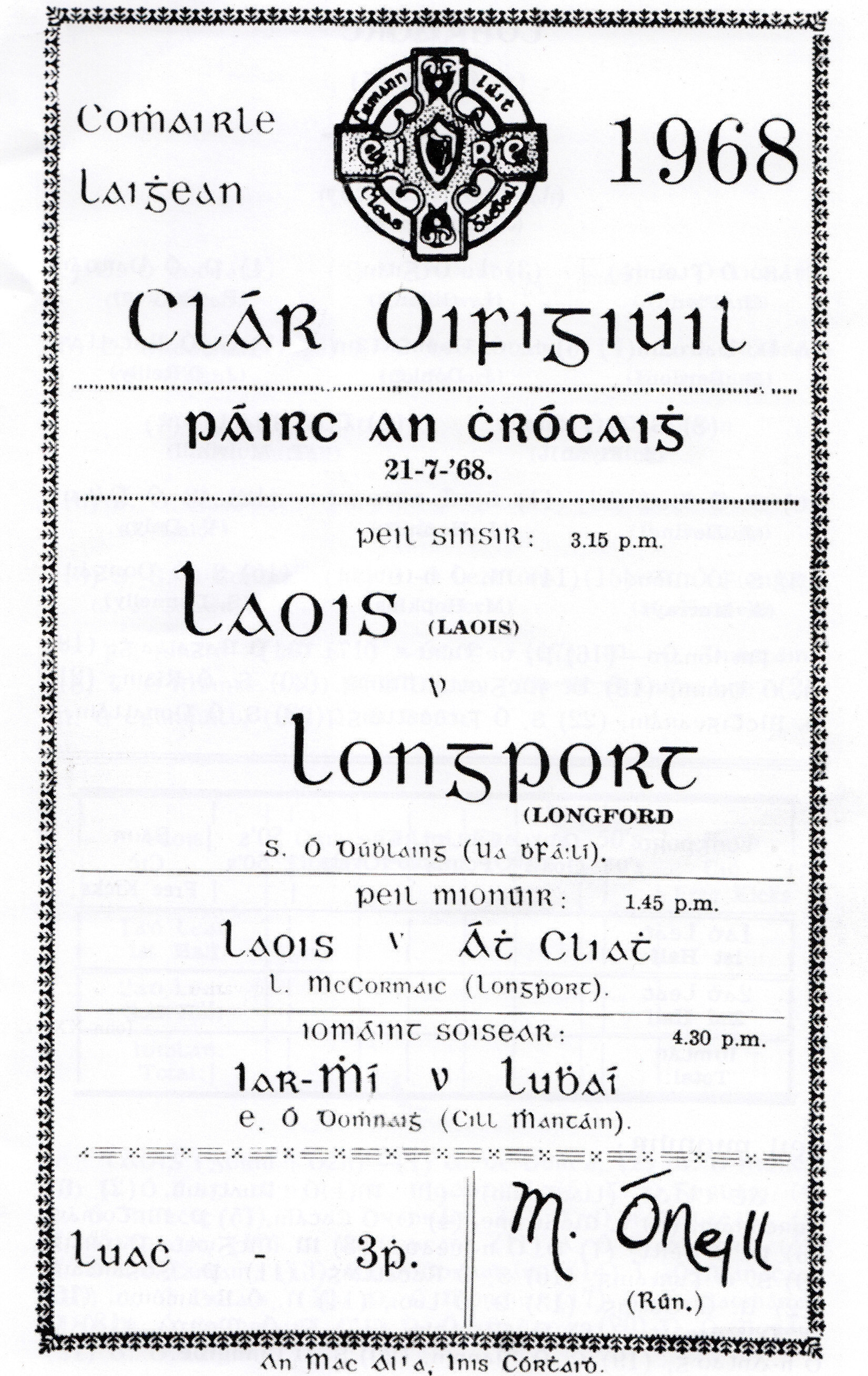The official match programme from the 1968 Leinster final (Longford Leader)