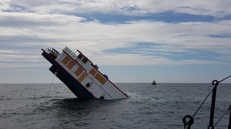 The UK Coast Guard responded to reports that the boat was taking on water yesterday (Pics: RNLI/Jay Garden)