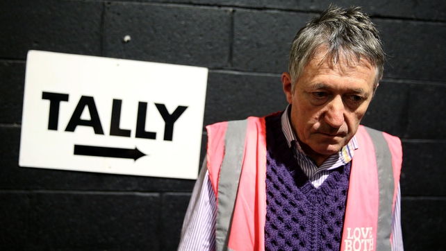 A No campaigner at the count centre in Dublin's RDS as votes are counted in the referendum