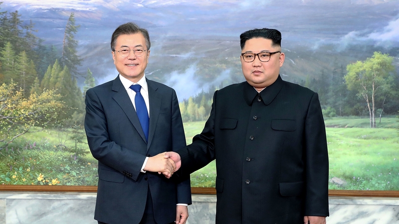 South Korea leader Moon Jae-in meeting Kim Jong-un in Panmunjom last year