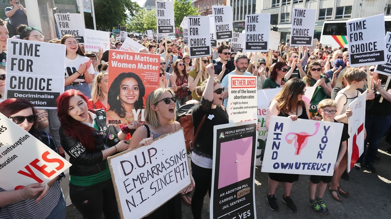 A group calling itself Solidarity with Repeal held a demonstration at Belfast City Hall
