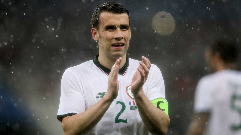 Seamus Coleman salutes the travelling fans