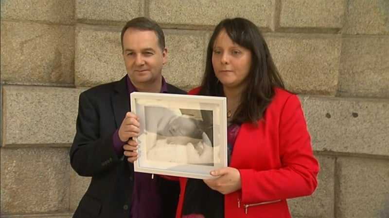 Tracey Jones Furey and Eamonn Furey said they had to bring their stillborn baby girl out through a service entrance of the hospital