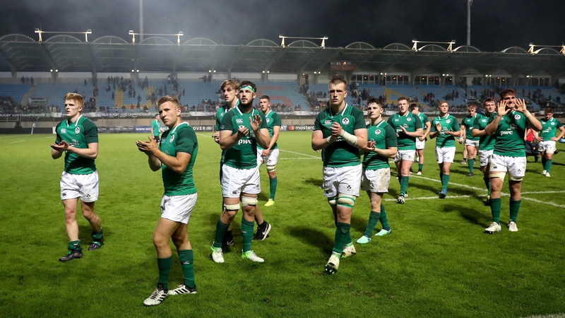 Ireland players react following their defeat in Perpignan