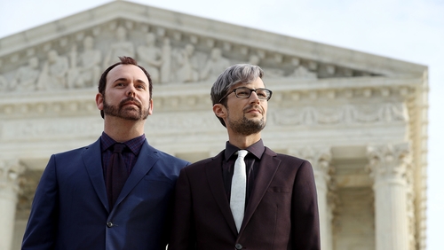 David Mullins and Charlie Craig outside the US Supreme Court last December