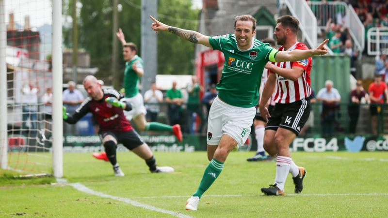 Karl Sheppard celebrates scoring an early goal in Cork City's win over Derry City in Turner's Cross