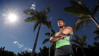 Bundee Aki soaks up the sun in the Gold Coast, Queensland, Australia