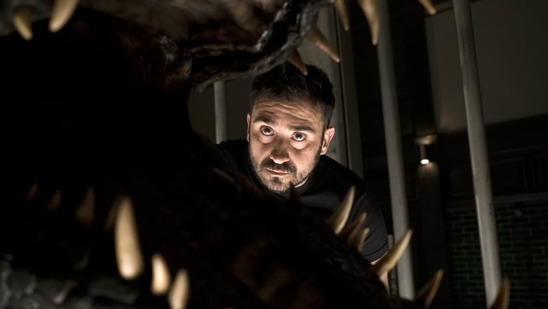 Bayona on the set of Jurassic Park: Fallen World