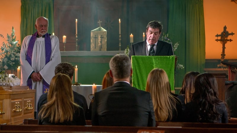 Johnny Connor delivers an emotional eulogy for Aidan on Coronation Street
