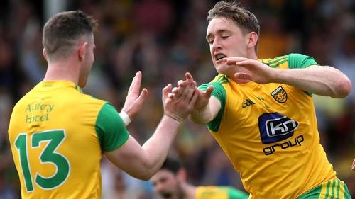 Donegal's Hugh McFadden (R) with Patrick McBrearty
