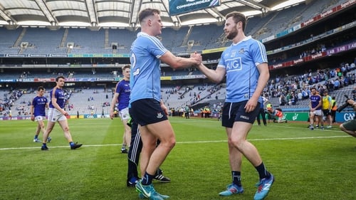 Dublin's Ciaran Kilkenny and Jack McCaffrey following the victory over Longford