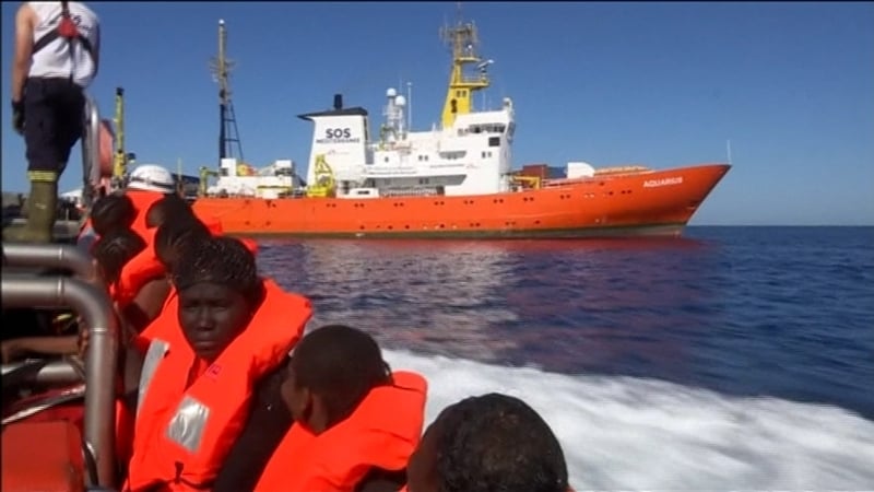 The migrants were taken aboard the Aquarius in the Mediterranean Sea