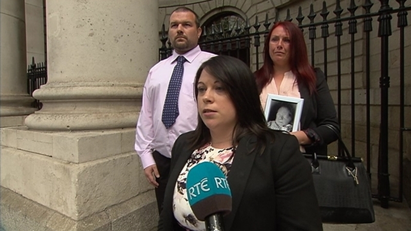 Maria Leslie and Thomas O'Rourke with their solicitor Kathrina Bray outside court