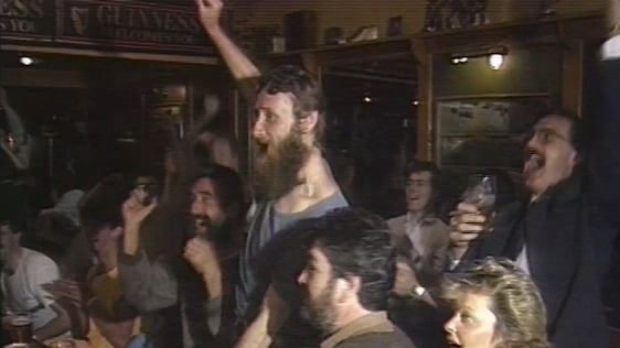 Irish fans celebrate Russia draw (1988)