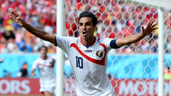 Costa Rica's Bryan Ruiz celebrates scoring his side's winner against Italy in the 2014 World Cup