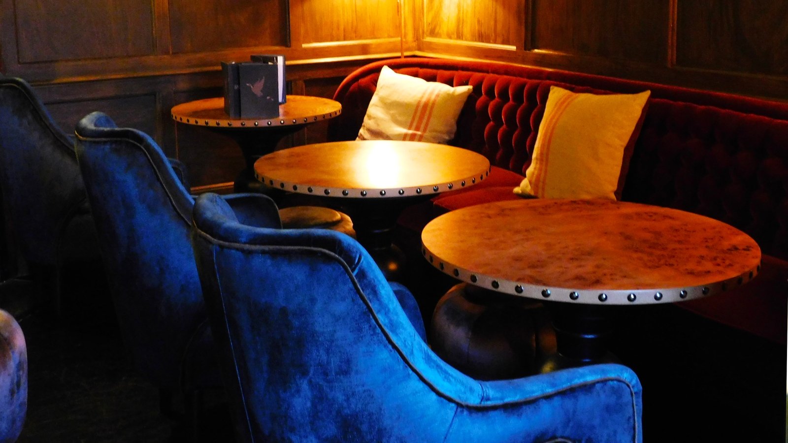 The plush nook in Clarke's bar