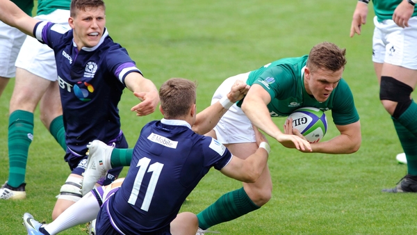 Ireland's Michael Silvester carries the ball
