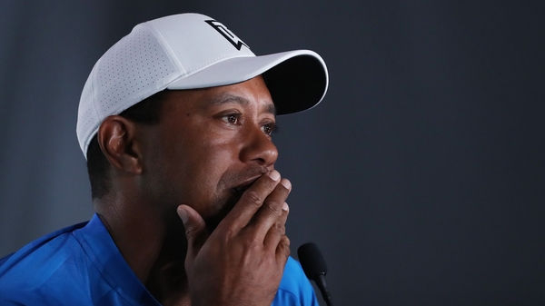 Woods speaking to the media in the build-up to the US Open